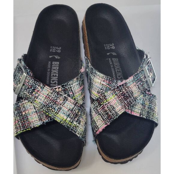 Birkenstock Siena Synthetic Material/Textile Green Two-Strap Sandals Sz 39 New - Picture 3 of 10